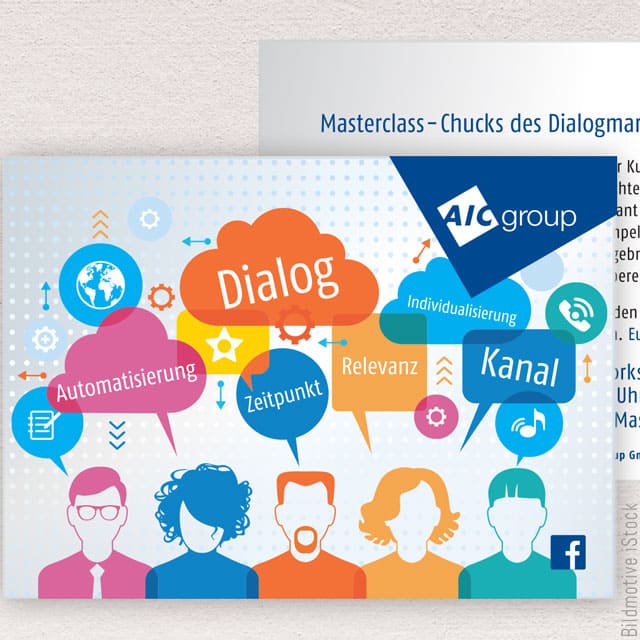 Heydorndesign - Grafik-Design - AIC Group - Postkarte Dialogmarketing