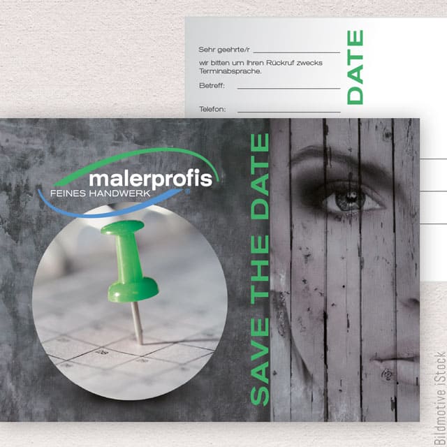 Heydorndesign - Grafik-Design - malerprofis - Postkarte Save the date